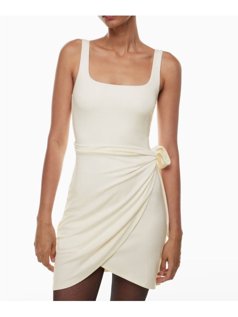 Wilfred Cream Square-Neck Wrap Knot Mini Dress